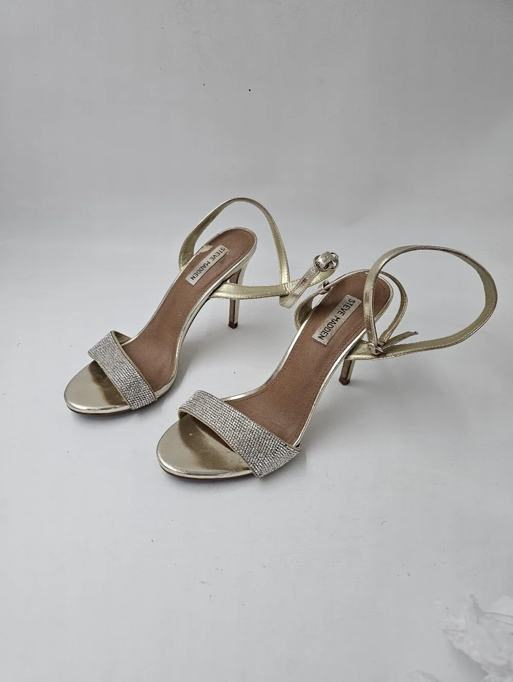Steve Madden Ritter Gold Rhinestone Stiletto Sandals Women's 9.5M 4.5